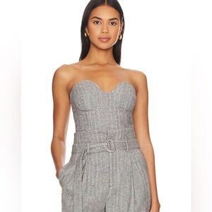New NWT Line & Dot Paola Top in Heather Grey wool strapless crop top corset